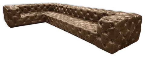 Sectional-12 — Sectional in leather, with tufted detailing and a hardwood frame