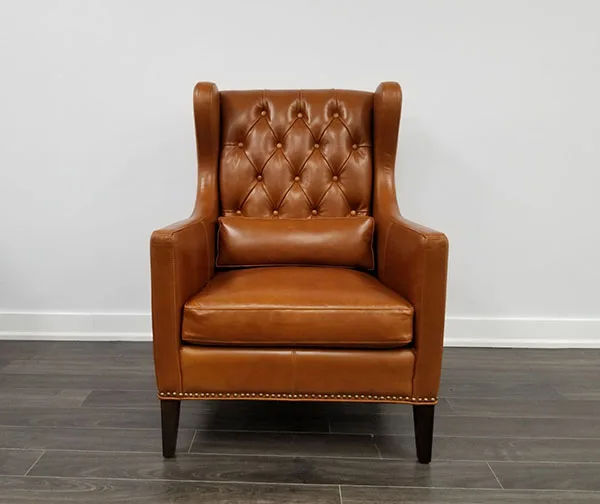 Room Chair-10 — Room chair in leather, with tufted detailing