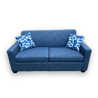 Custom-made sofa with two seats and blue fabric