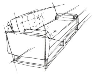 Sketch of a sofa for Crafting Custom-Made Furniture in Vaughan